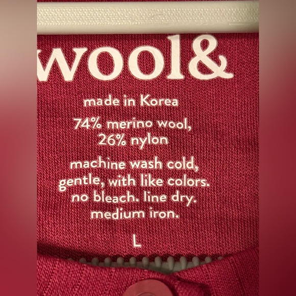 Wool& Rich Burgundy Merino Wool Button-Up Cardigan - Picture 3 of 3